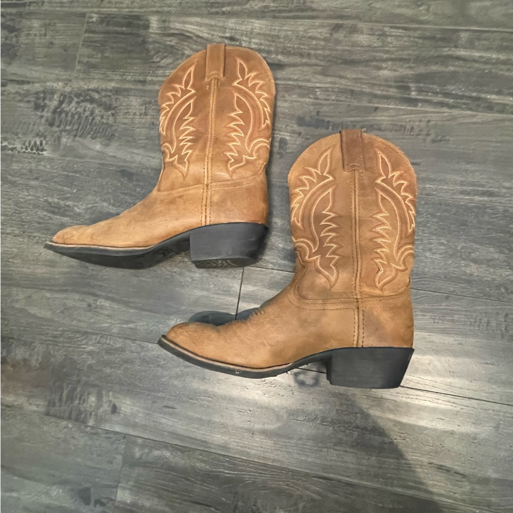 MENS brown leather cowboy boots - Picture 3 of 7